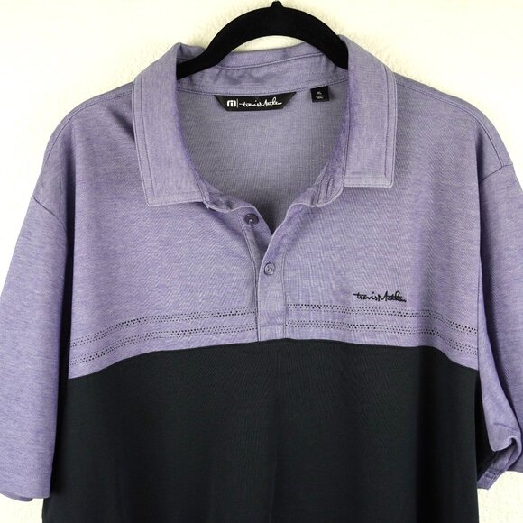 Travis Mathew Purple Black Colorblock Polo Shirt Men’s XL Golf Casual Pima Cotto - Picture 2 of 9